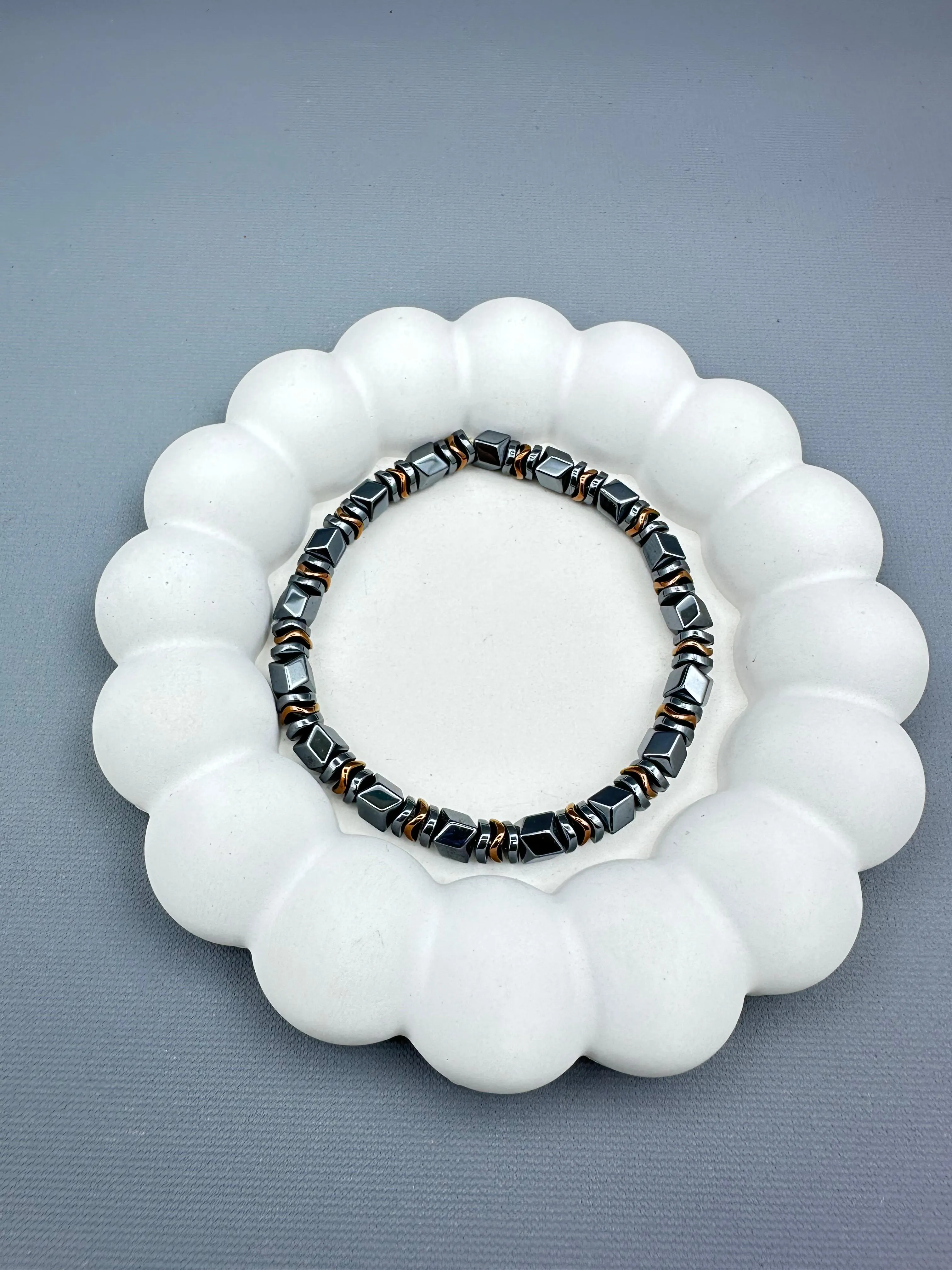 Full Hematite Doğaltaş Tasarım Bileklik