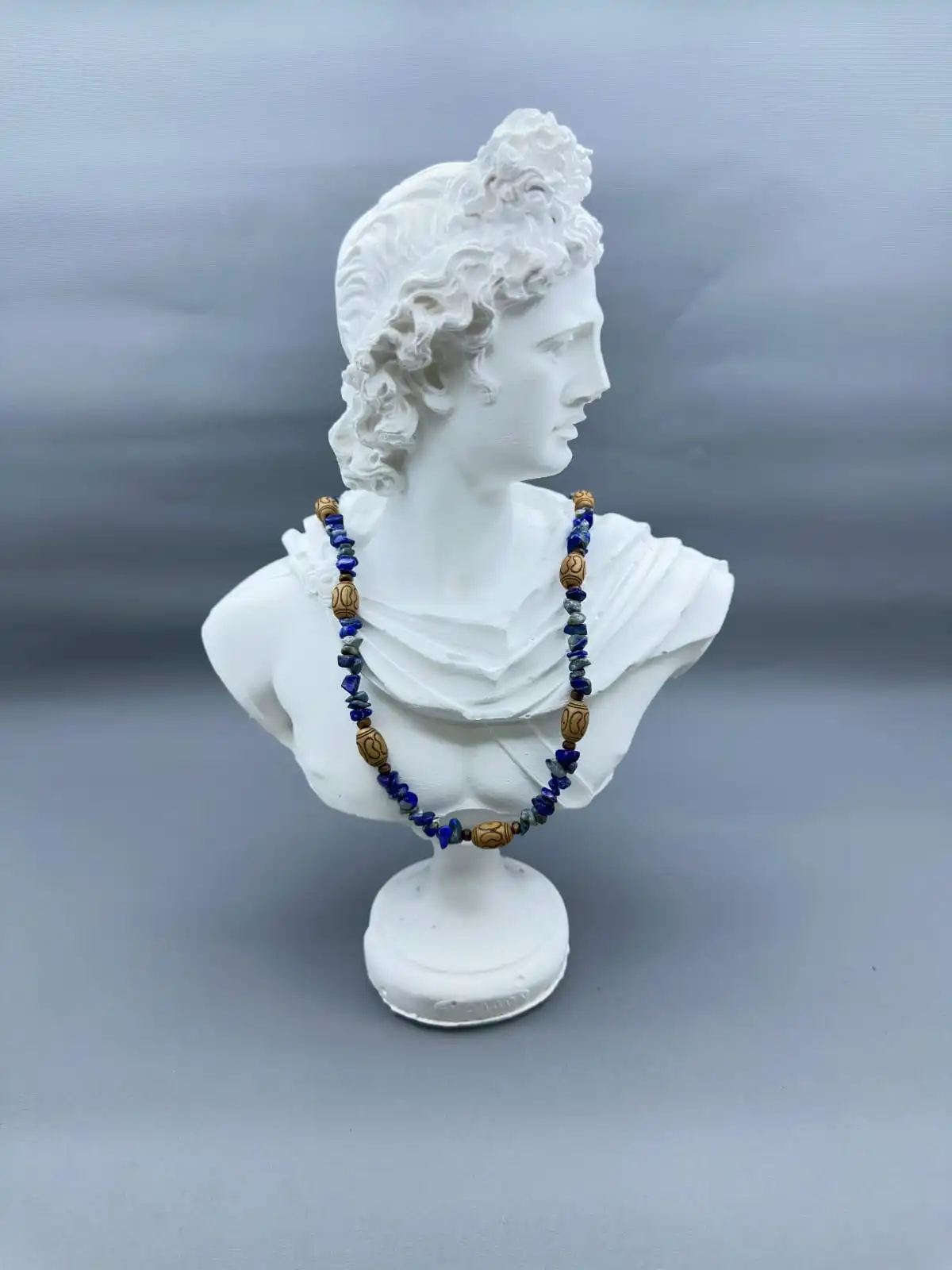 Lapis Laruzi Ahşap Tasarım Kolye